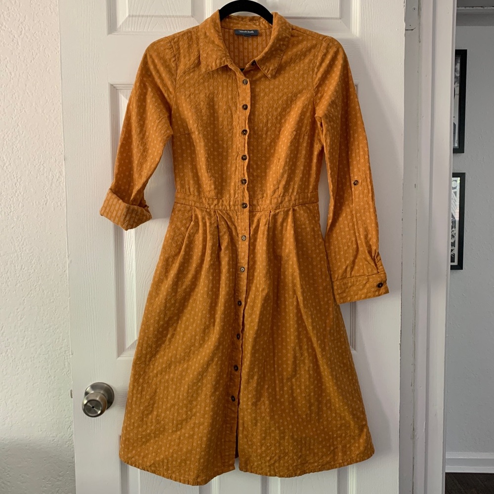 ModCloth Mustard Shirt Dress Size 2 - Picture 2 of 15